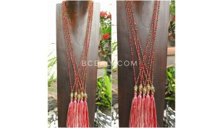 buddha head chrome gold tassels necklaces crystal beaded 3 color